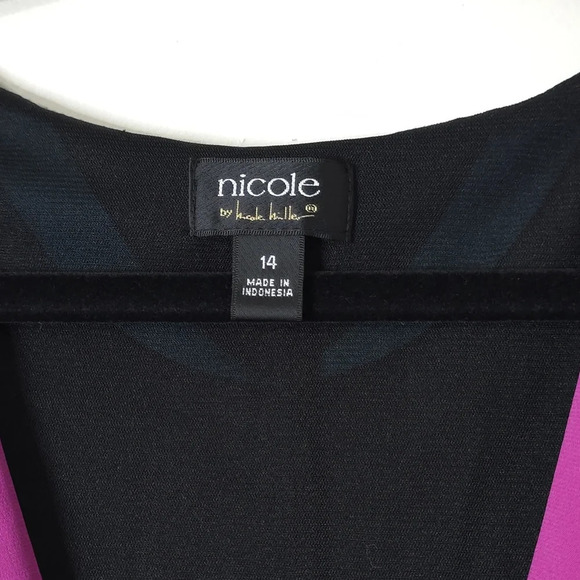 NICOLE MILLER 3/4 Sleeves Vibrant Colorful Retro Boho Dress with Waist Tie, 14 - Picture 5 of 15